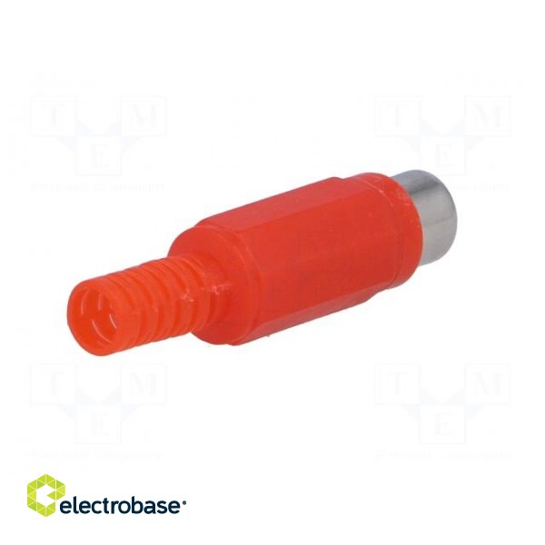 Plug | RCA | female | with strain relief | straight | soldering | red image 6