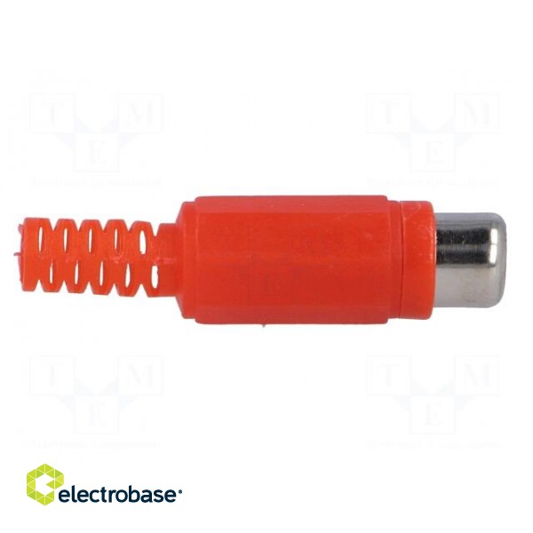 Plug | RCA | female | with strain relief | straight | soldering | red image 7