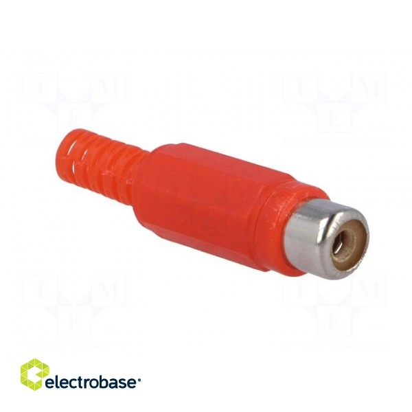Plug | RCA | female | with strain relief | straight | soldering | red фото 8