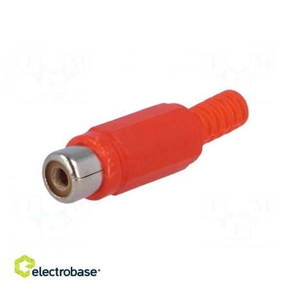 Plug | RCA | female | with strain relief | straight | soldering | red image 2