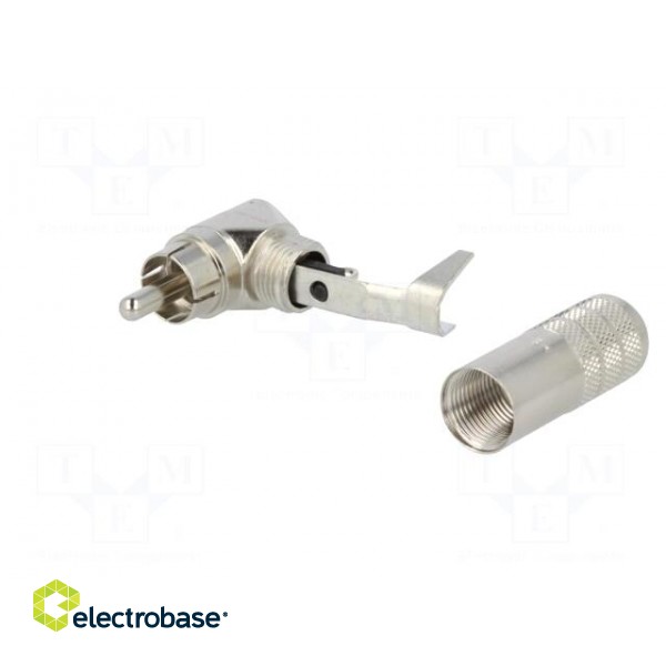 Plug | RCA | male | angled 90° | soldering | silver | nickel plated image 2