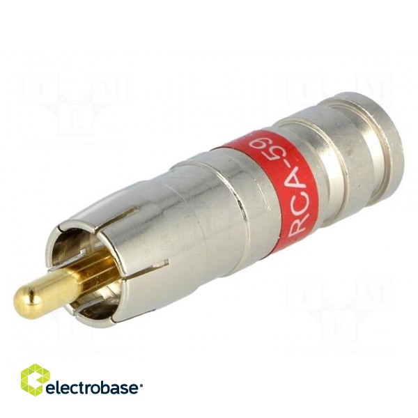Plug | RCA | male | compression | Cable: RG59 | 75Ω | 3GHz paveikslėlis 1