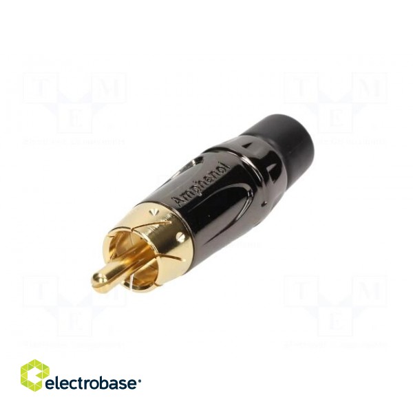 Plug | RCA | male | short | straight | soldering | black | gold-plated paveikslėlis 2