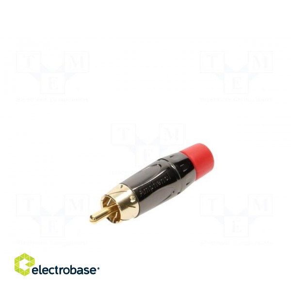 Plug | RCA | male | short | straight | soldering | black | gold-plated image 2