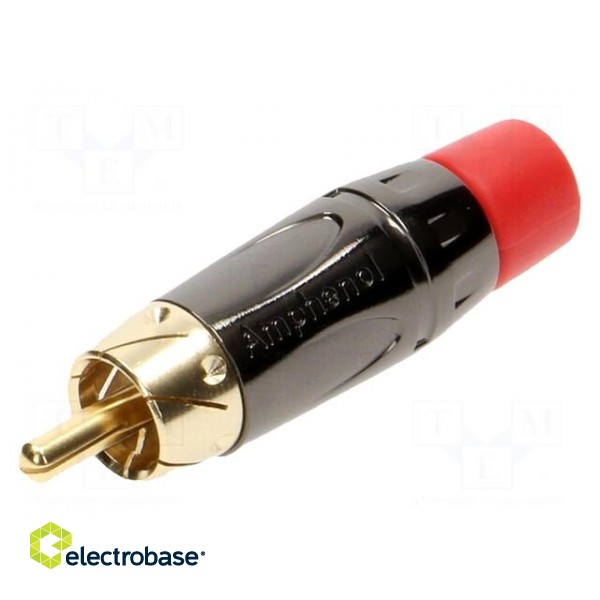 Plug | RCA | male | short | straight | soldering | black | gold-plated фото 1
