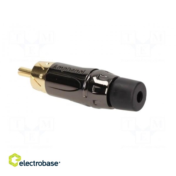 Plug | RCA | male | short | straight | soldering | black | gold-plated paveikslėlis 4