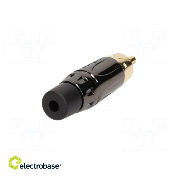 Plug | RCA | male | short | straight | soldering | black | gold-plated paveikslėlis 6