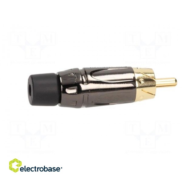 Plug | RCA | male | short | straight | soldering | black | gold-plated paveikslėlis 7