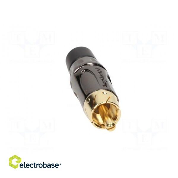 Plug | RCA | male | short | straight | soldering | black | gold-plated paveikslėlis 9