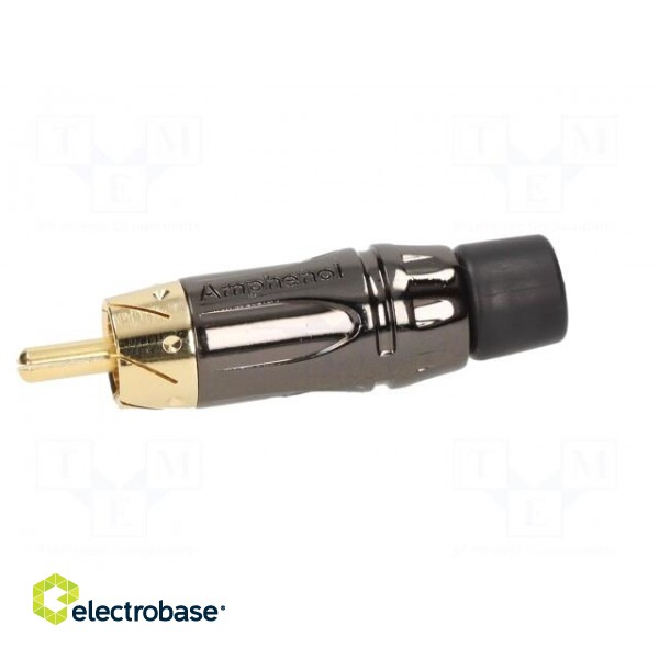 Plug | RCA | male | short | straight | soldering | black | gold-plated paveikslėlis 3