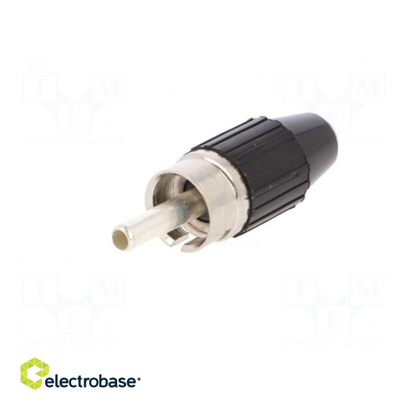 Plug | RCA | male | straight | soldered | black | brass | for cable image 2