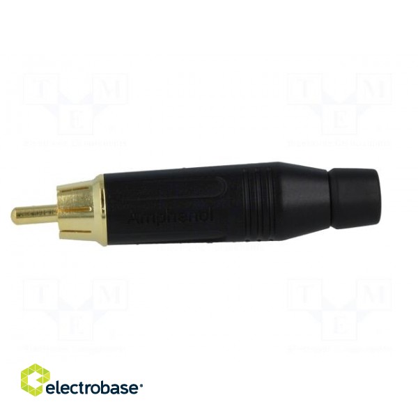 Plug | RCA | male | straight | soldering | black | gold-plated | for cable paveikslėlis 3