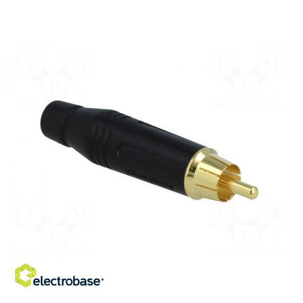 Plug | RCA | male | straight | soldering | black | gold-plated | for cable image 8