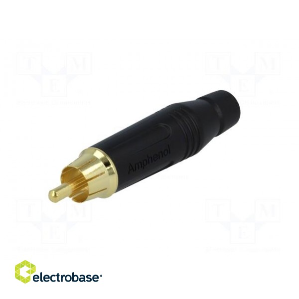 Plug | RCA | male | straight | soldering | black | gold-plated | for cable image 2