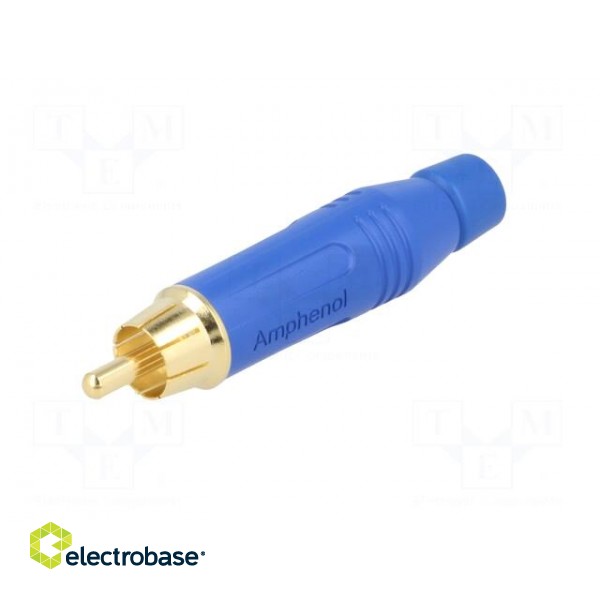 Plug | RCA | male | straight | soldering | blue | gold-plated | for cable фото 2