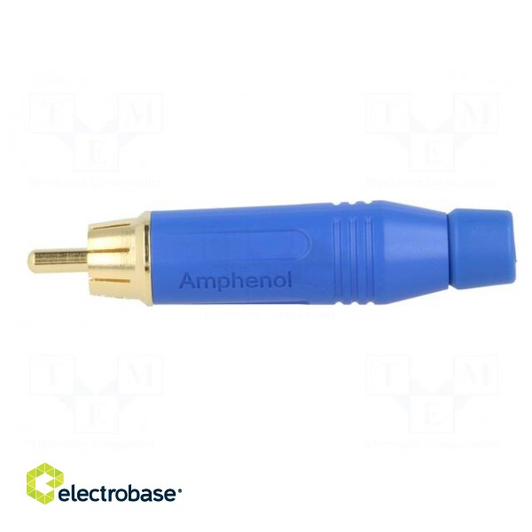 Plug | RCA | male | straight | soldering | blue | gold-plated | for cable image 3