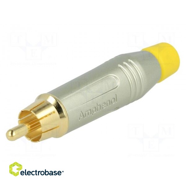 Plug | RCA | male | straight | soldering | grey | gold-plated | for cable фото 1