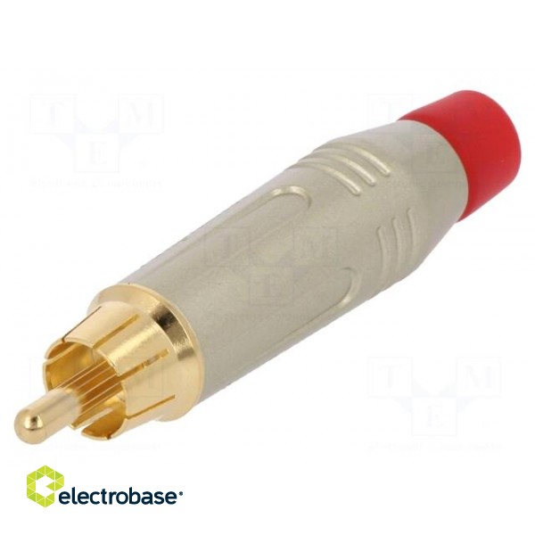 Plug | RCA | male | straight | soldering | grey | gold-plated | for cable image 1