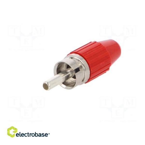 Plug | RCA | male | straight | soldered | red | brass | Enclos.mat: acetal paveikslėlis 2