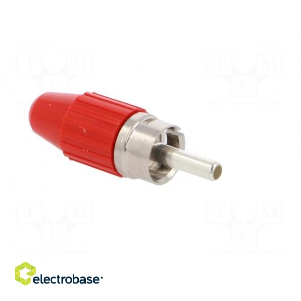 Plug | RCA | male | straight | soldered | red | brass | Enclos.mat: acetal image 8