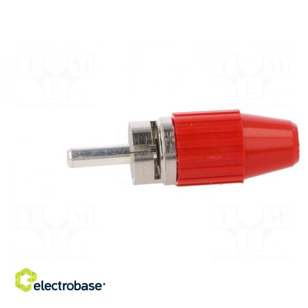Plug | RCA | male | straight | soldered | red | brass | Enclos.mat: acetal paveikslėlis 3