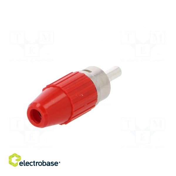 Plug | RCA | male | straight | soldered | red | brass | Enclos.mat: acetal image 6
