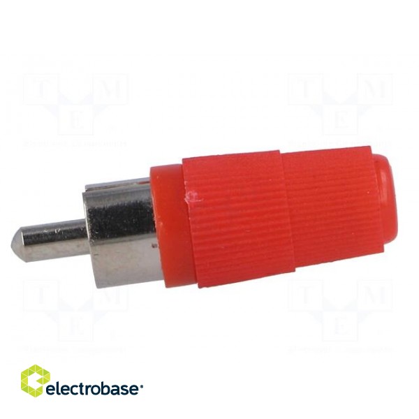 Plug | RCA | male | straight | soldering | red | for cable paveikslėlis 3