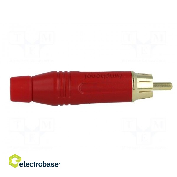 Plug | RCA | male | straight | soldering | red | gold-plated | for cable фото 7