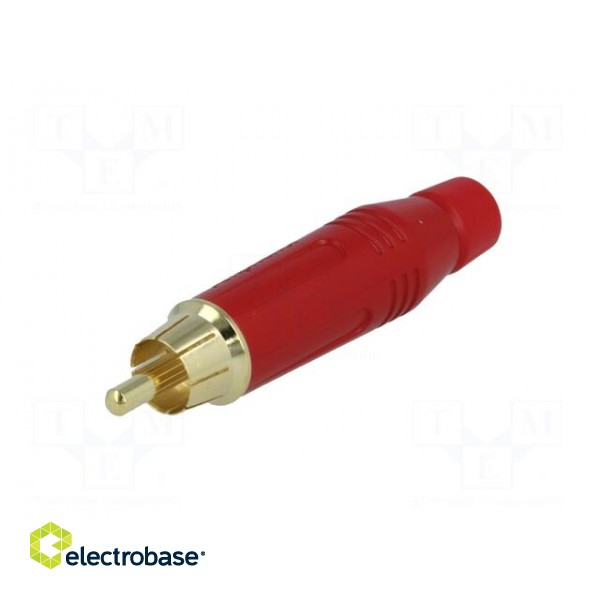 Plug | RCA | male | straight | soldering | red | gold-plated | for cable paveikslėlis 2