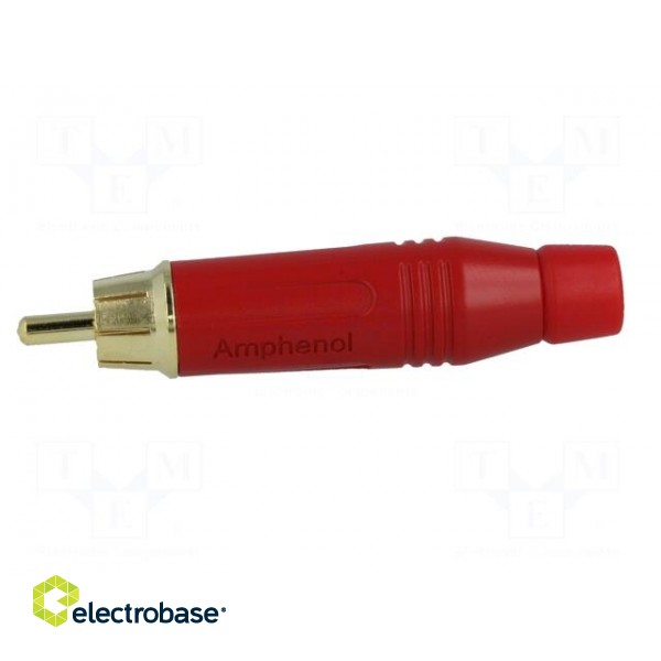 Plug | RCA | male | straight | soldering | red | gold-plated | for cable paveikslėlis 3