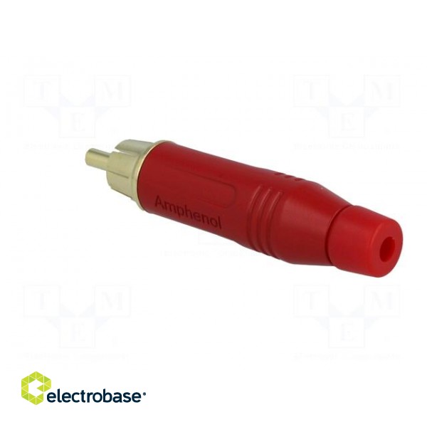 Plug | RCA | male | straight | soldering | red | gold-plated | for cable фото 4