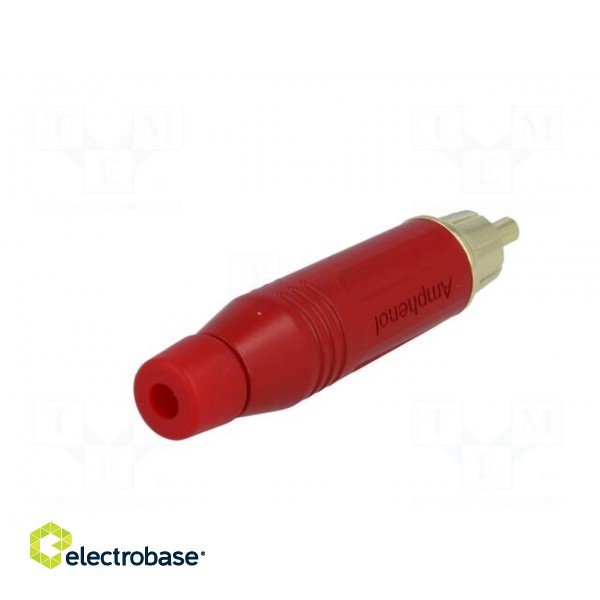 Plug | RCA | male | straight | soldering | red | gold-plated | for cable image 6
