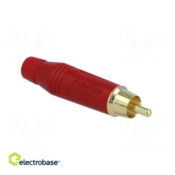 Plug | RCA | male | straight | soldering | red | gold-plated | for cable фото 8
