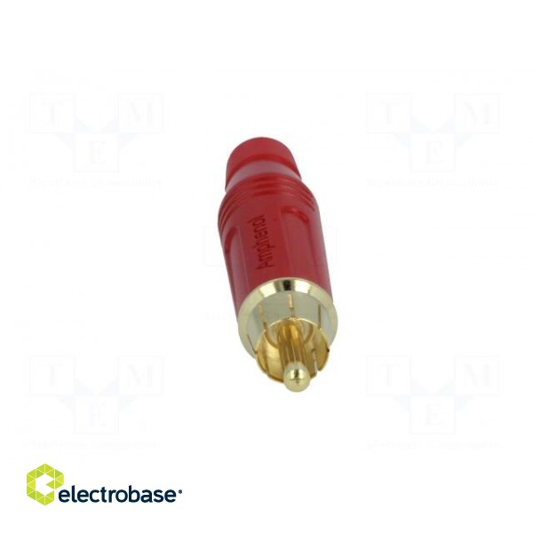 Plug | RCA | male | straight | soldering | red | gold-plated | for cable image 9