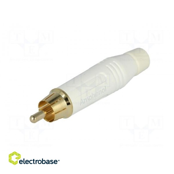 Plug | RCA | male | straight | soldering | white | gold-plated | for cable paveikslėlis 2