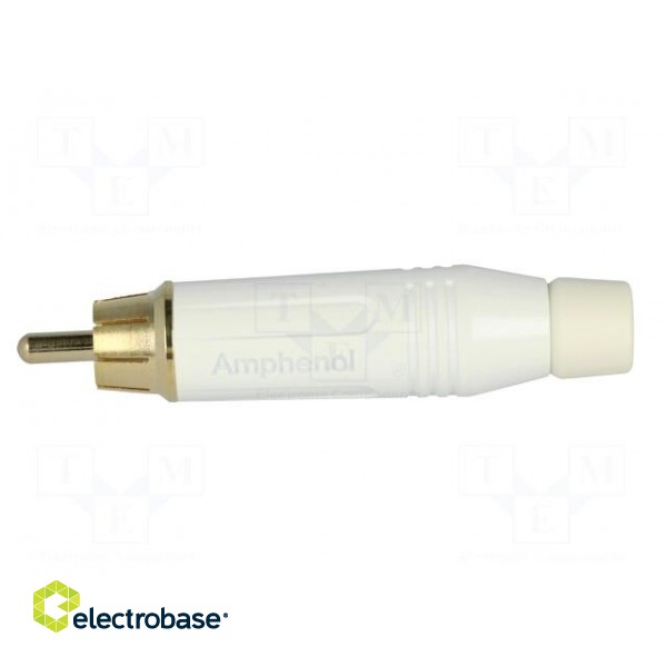 Plug | RCA | male | straight | soldering | white | gold-plated | for cable image 3