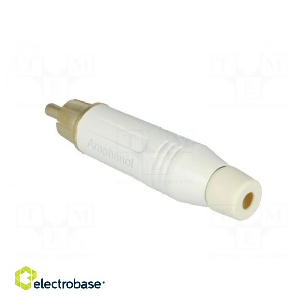 Plug | RCA | male | straight | soldering | white | gold-plated | for cable image 4