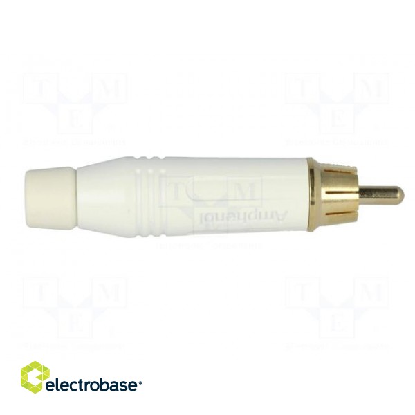 Plug | RCA | male | straight | soldering | white | gold-plated | for cable image 7