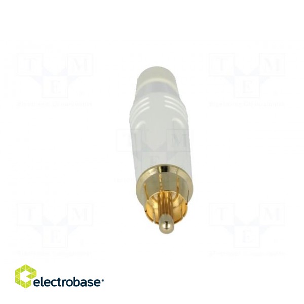 Plug | RCA | male | straight | soldering | white | gold-plated | for cable paveikslėlis 9