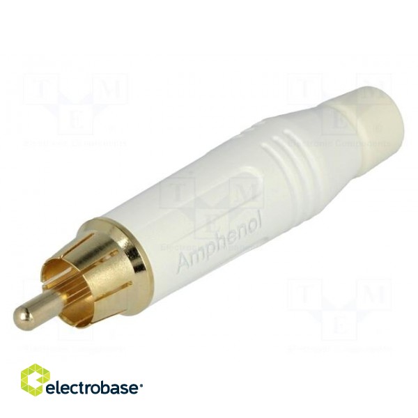 Plug | RCA | male | straight | soldering | white | gold-plated | for cable paveikslėlis 1