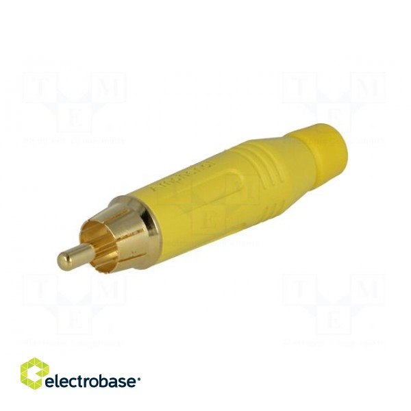 Plug | RCA | male | straight | soldering | yellow | gold-plated | 3÷7mm paveikslėlis 2