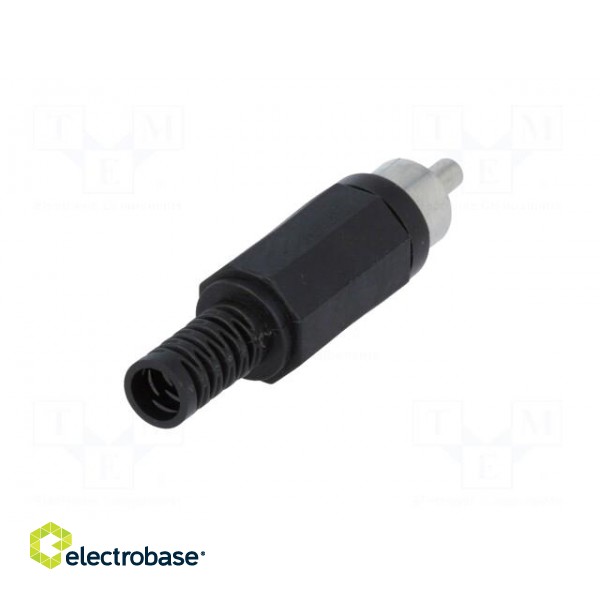 Plug | RCA | male | with strain relief | straight | soldering | black image 6