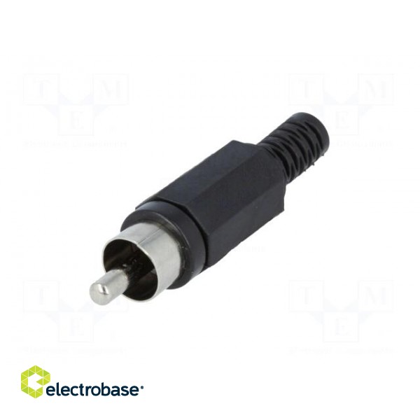 Plug | RCA | male | with strain relief | straight | soldering | black image 2