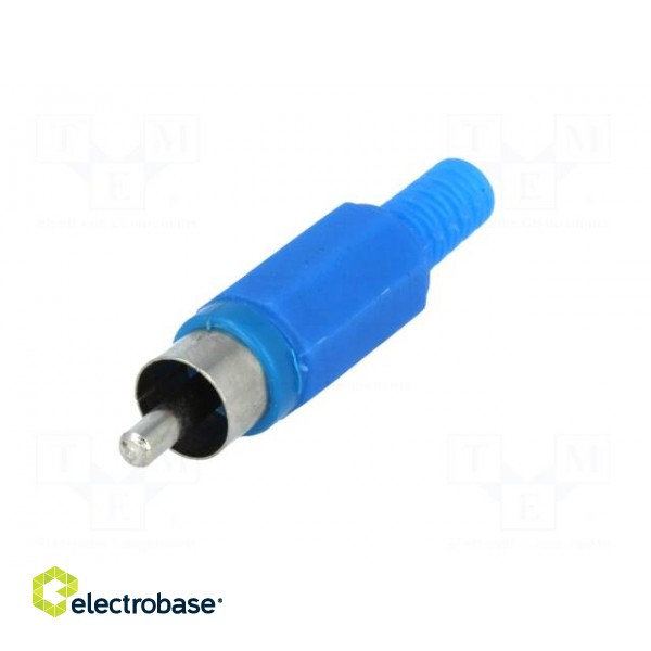 Plug | RCA | male | with strain relief | straight | soldering | blue фото 2