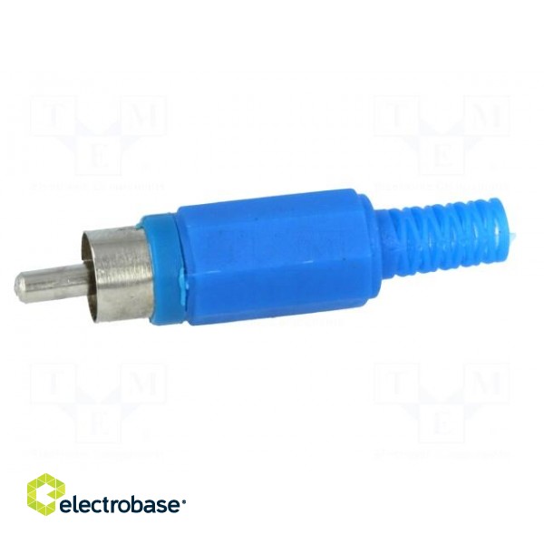 Plug | RCA | male | with strain relief | straight | soldering | blue image 3