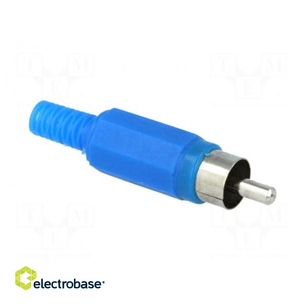 Plug | RCA | male | with strain relief | straight | soldering | blue фото 8