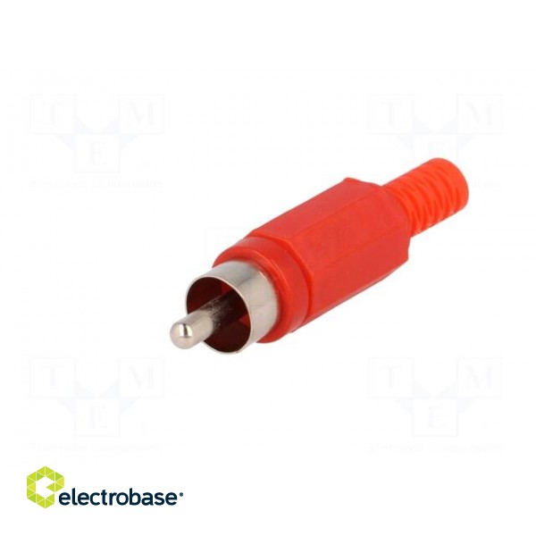 Plug | RCA | male | with strain relief | straight | soldering | red image 2