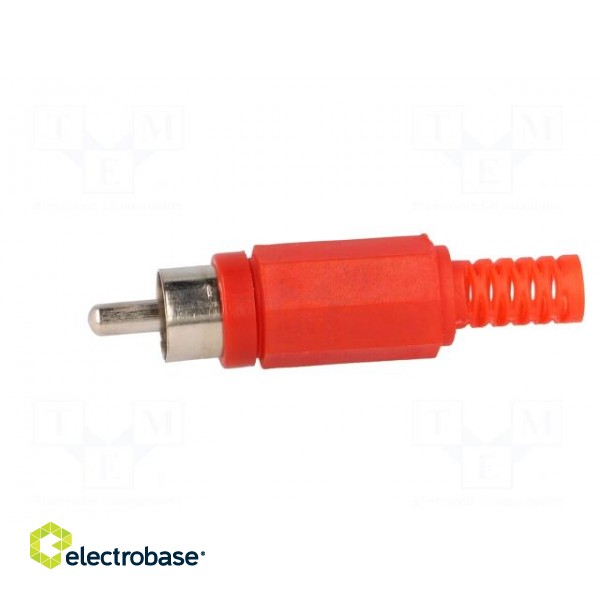 Plug | RCA | male | with strain relief | straight | soldering | red image 3
