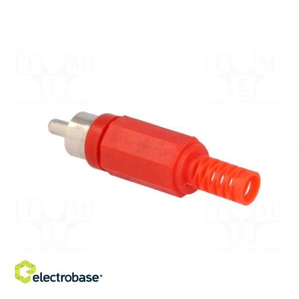 Plug | RCA | male | with strain relief | straight | soldering | red фото 4