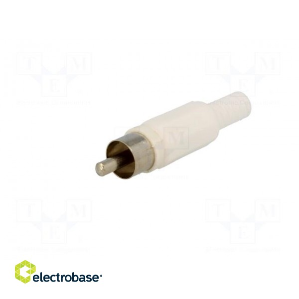 Plug | RCA | male | with strain relief | straight | soldering | white image 2